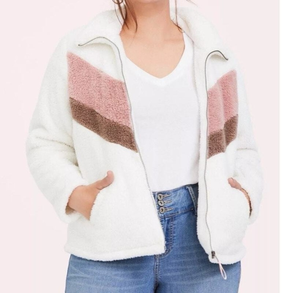 Torrid Cream and Pink Teddy Jacket New with tags